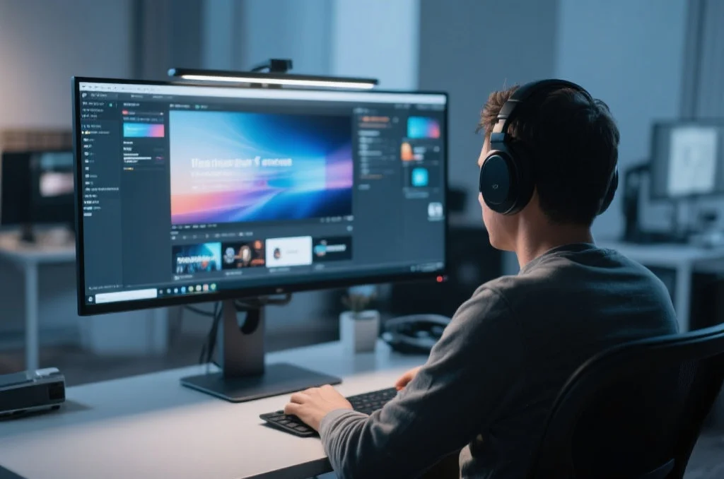 用户在桌面电脑上享受新航的沉浸式娱乐体验